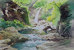 Dragon Valley Waterfalls _painted by Lai Ying-Tse_龍谷瀑布_賴英澤 繪